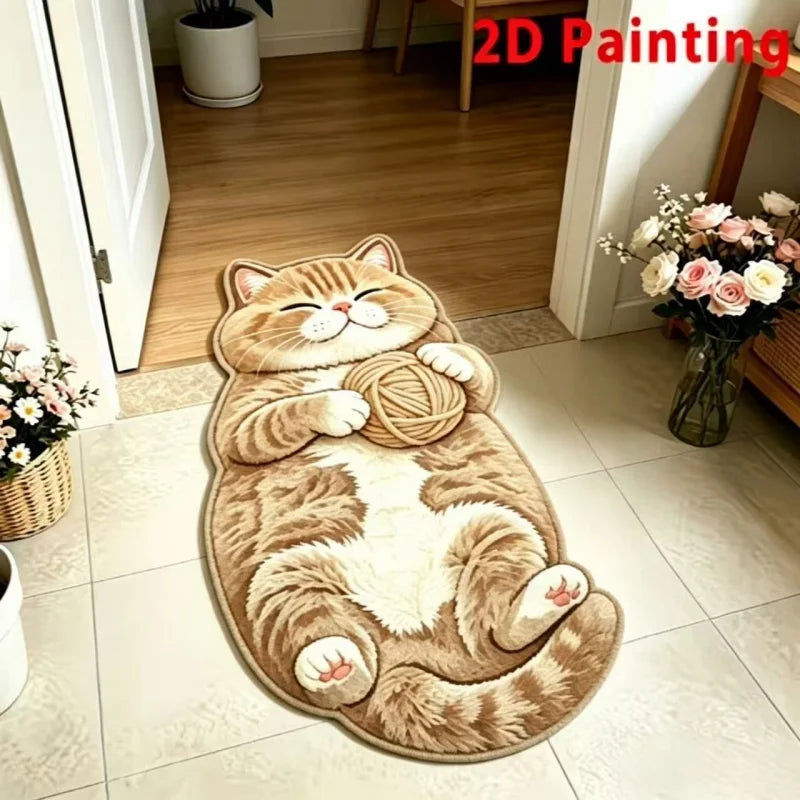 Cat-shaped flannel accent rug — product photo 10