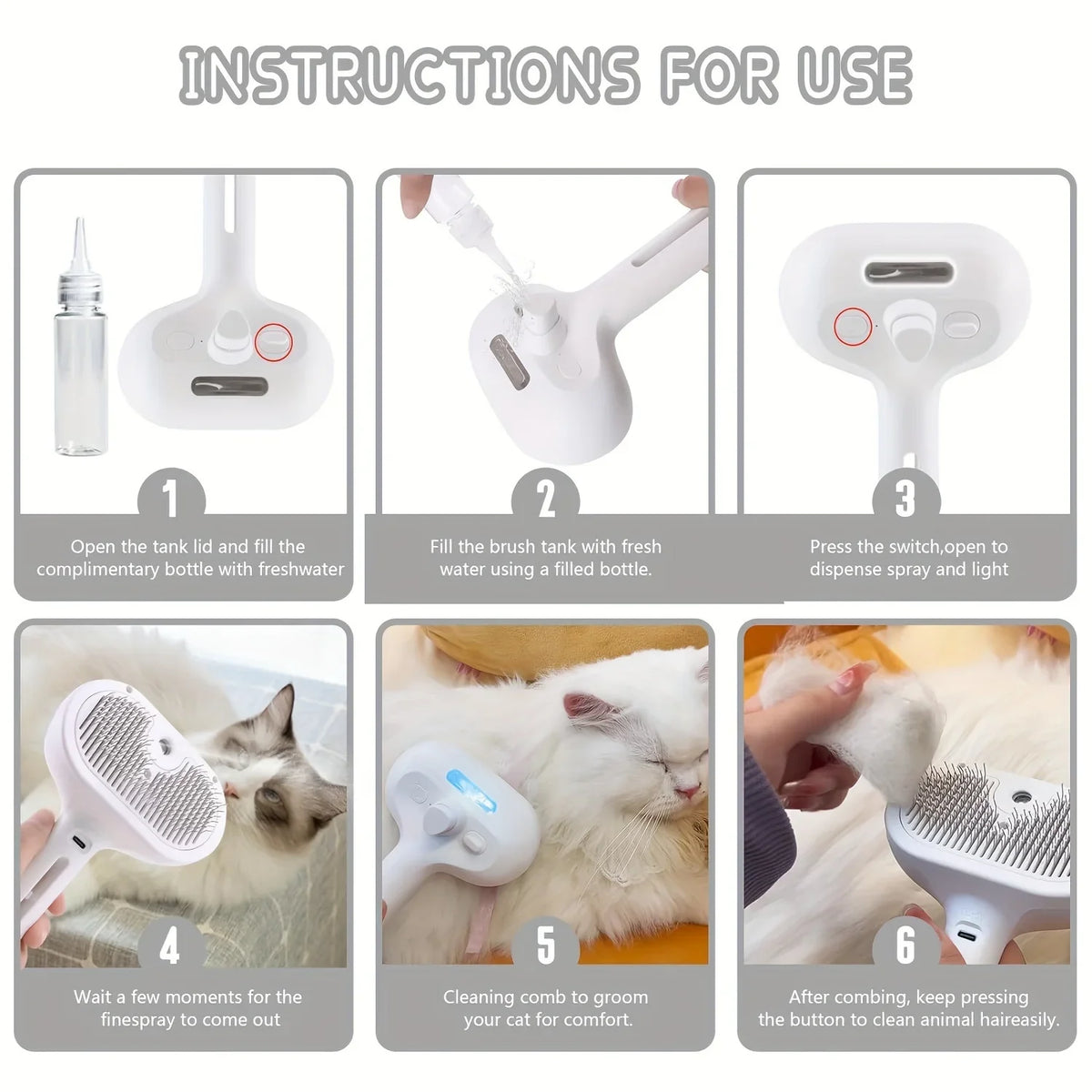 AquaGroom™ Self-Cleaning Mist Brush for Cats & Dogs