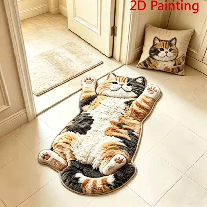 Cat-shaped flannel accent rug — product photo 12