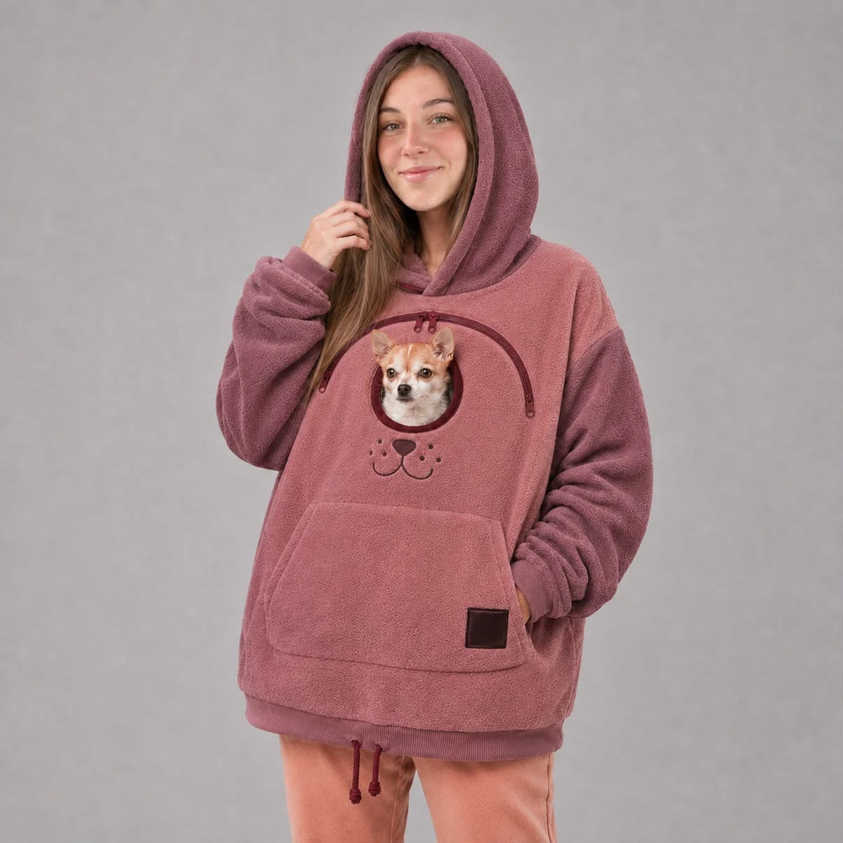 Fleece Pet Pouch Hoodie — Hooded Pullover for Pet Lovers — product photo 11