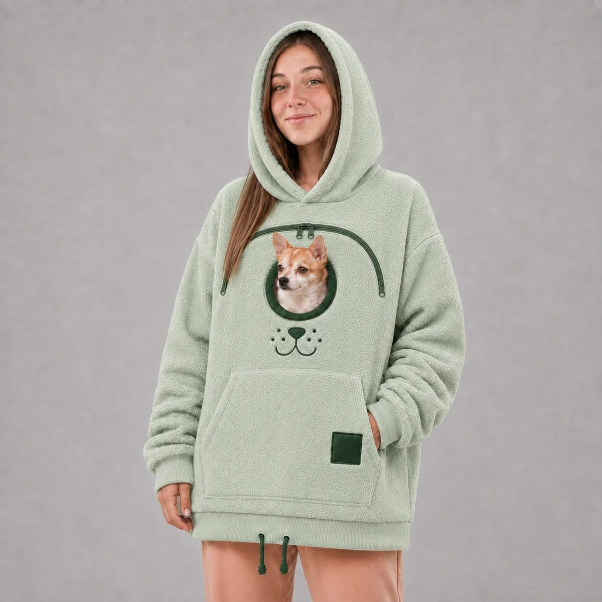 Fleece Pet Pouch Hoodie — Hooded Pullover for Pet Lovers — product photo 5