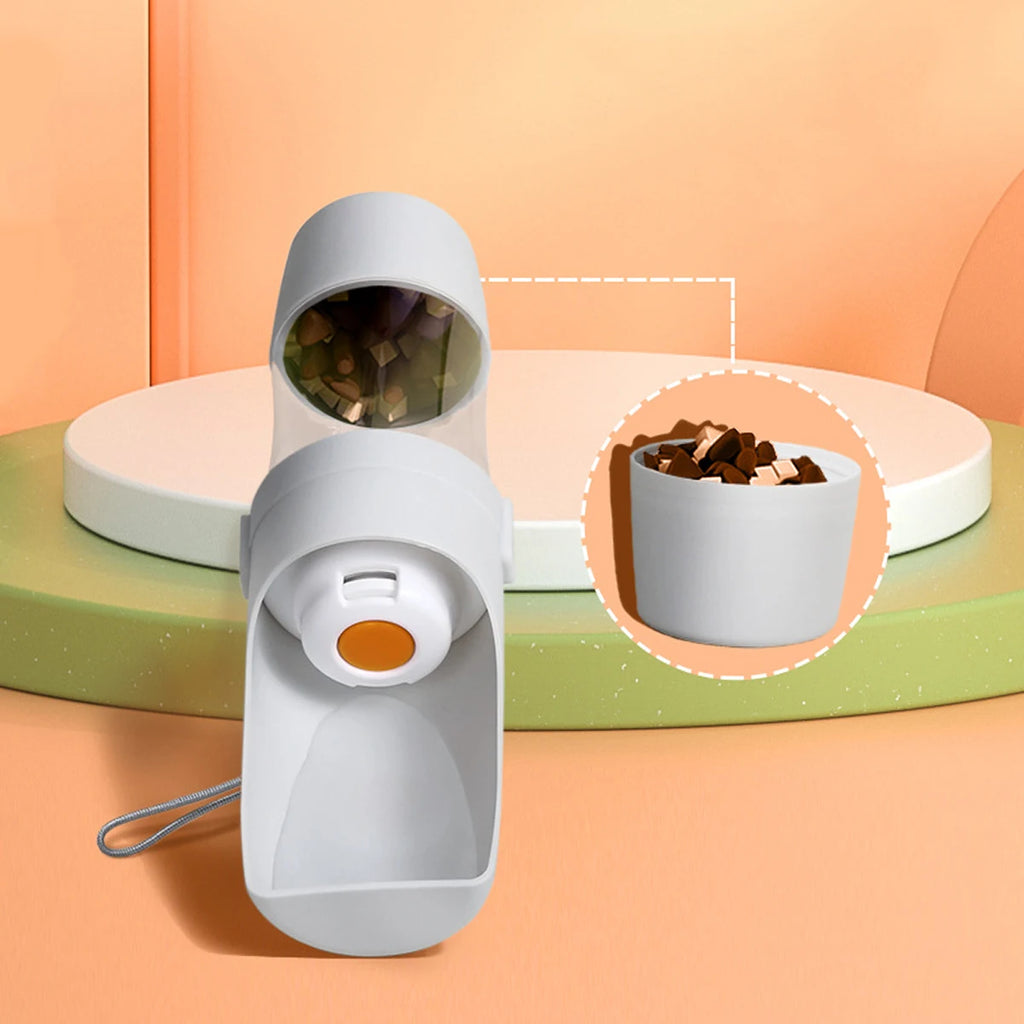 Removable food container and integrated drinking trough