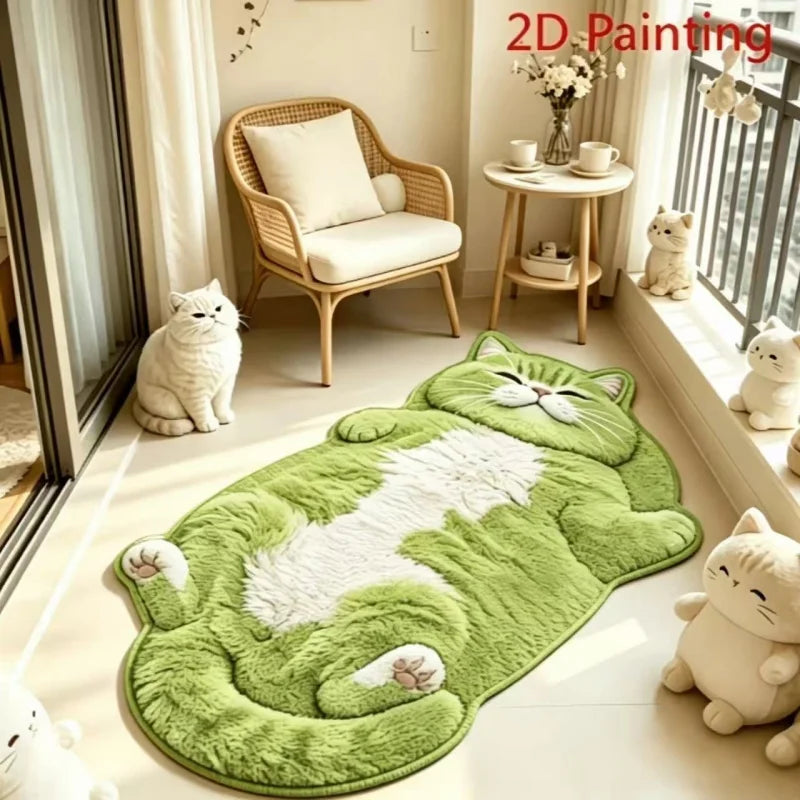 Cat-shaped flannel accent rug — product photo 11