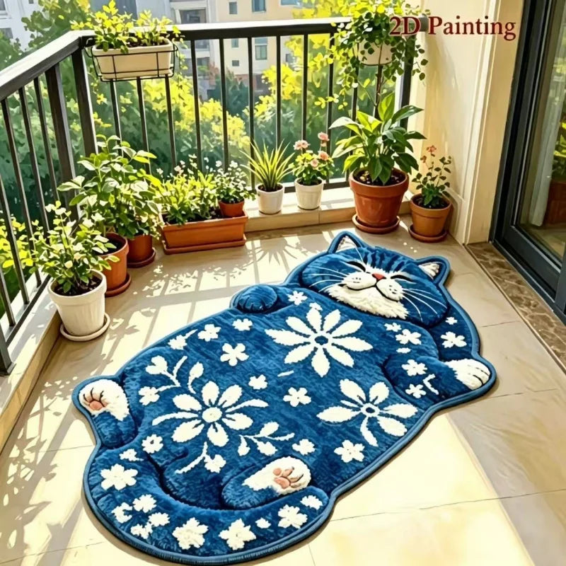 Cat-shaped flannel accent rug — product photo 2