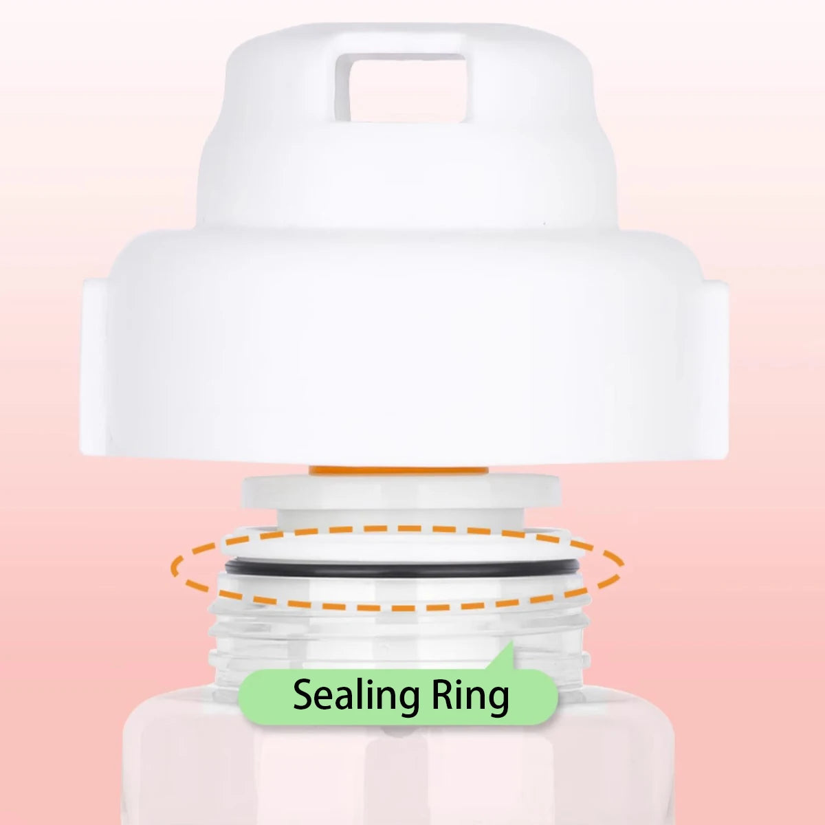Close-up of the water bottle sealing ring