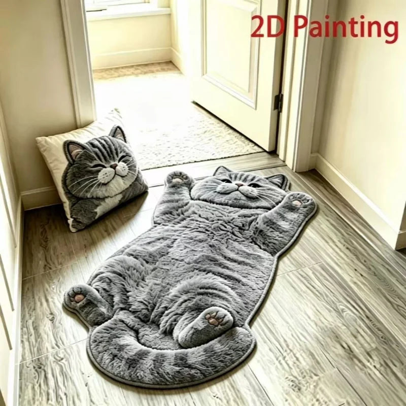 Cat-shaped flannel accent rug — product photo 3