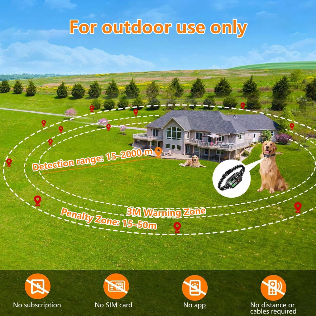 Wireless GPS Dog Fence – Satellite Electric Containment System (15-200m Range)
